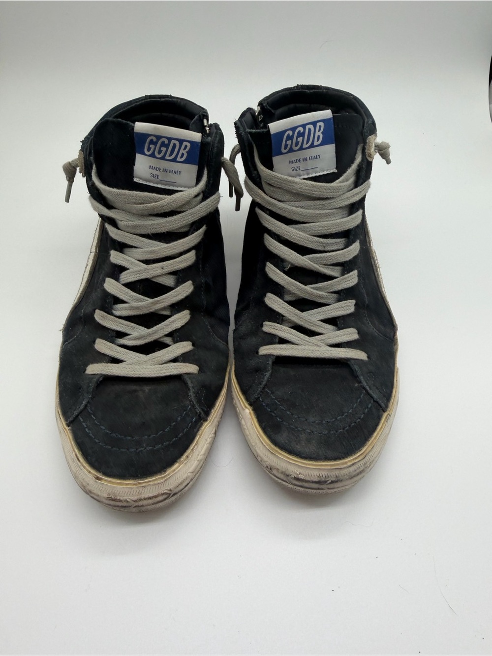 Golden Goose Black High-Top Sneakers with White Laces Sz 38 EU